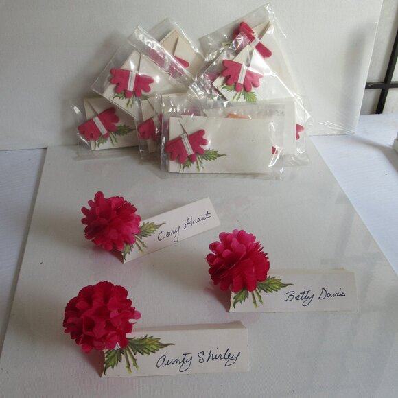 Pinks & Reds, Wedding Place Holders, Floral, Accent, Event, Decor, Vintage - Picture 5 of 9